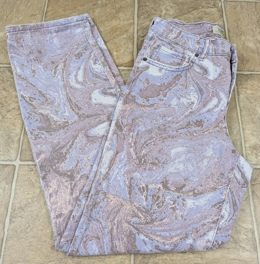 LOGO by Lori Goldstein sz 2T Boyfriend denim Jean paisley purple print 1197